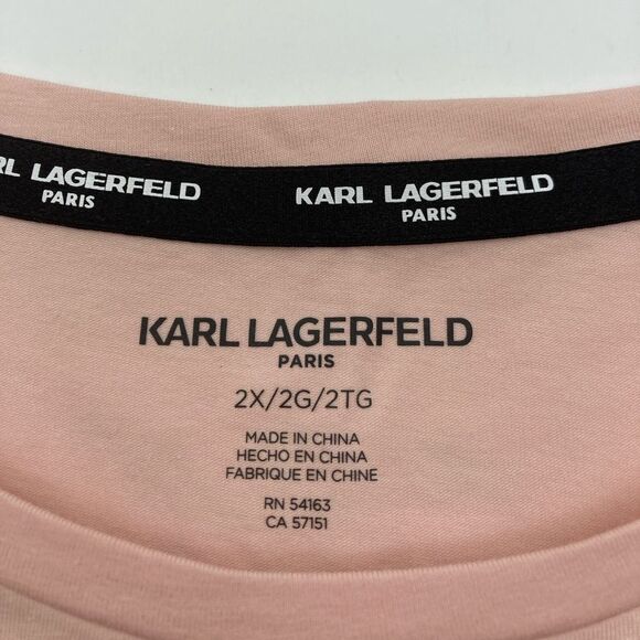 NWT Karl Lagerfeld Paris Perfume Graphic Dusty Rose T-Shirt 2X - Picture 6 of 9